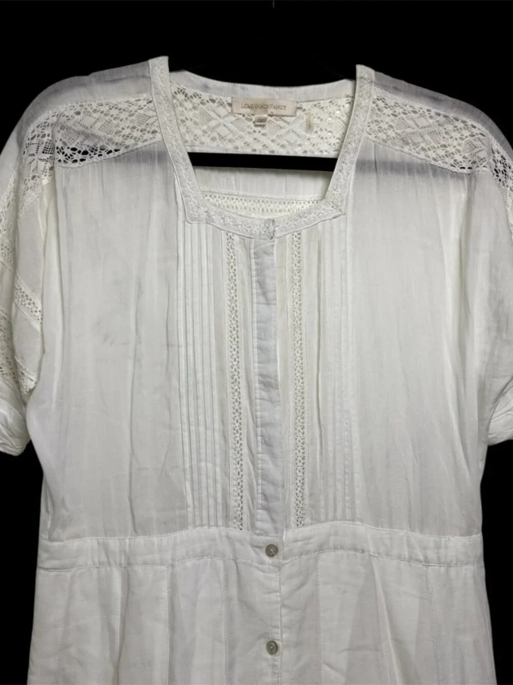 LoveShackFancy Edie voile lace trim white large cotton cottagecore midi dress - Picture 4 of 10